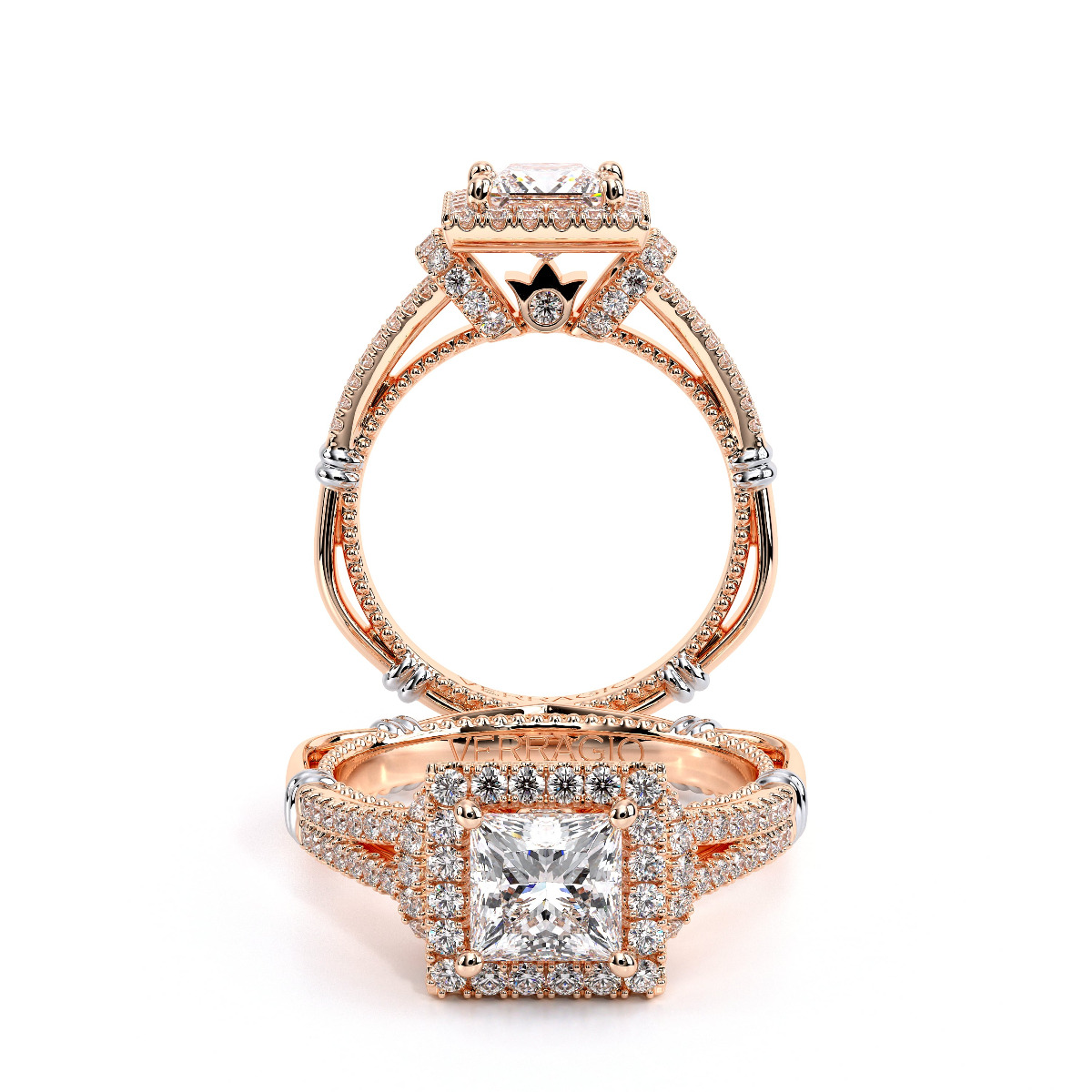 1.35 Ct. Oval Cut Natural Diamond Verragio Parisian Pave Rose Gold Accent  Designer Engagement Ring (GIA Certified) | Diamond Mansion